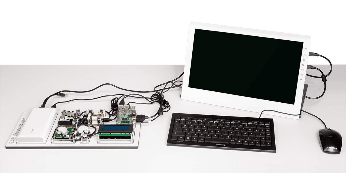 Experiment Umweltdaten mit Tinkerforge Modulen, USB Monitor und Raspberry Pi